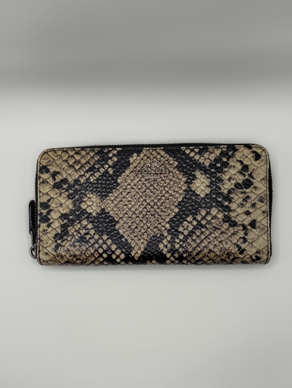 Coach Python Embossed Leather Accordion Zip Wallet
